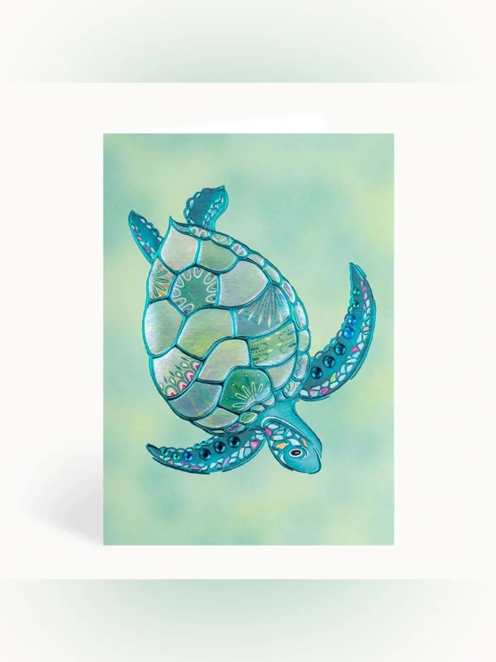 🆕Papyrus Gemmed Mosaic Sea Turtle Greeting Card